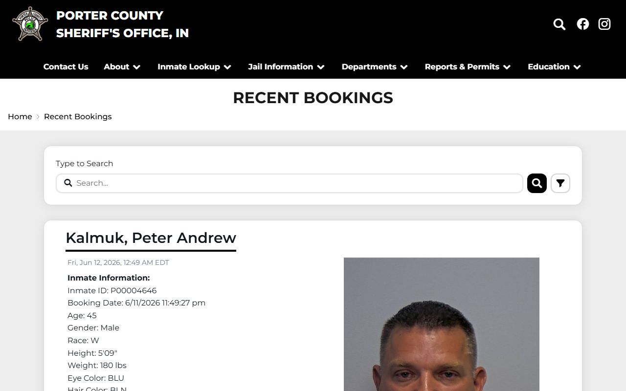 Porter County jail mugshots recent bookings photo cards